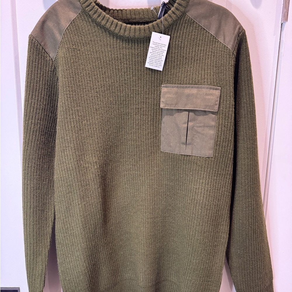 NWT Joe's Jeans Earth tone Ribbed Crewneck Sweater with pocket Boho minimalist